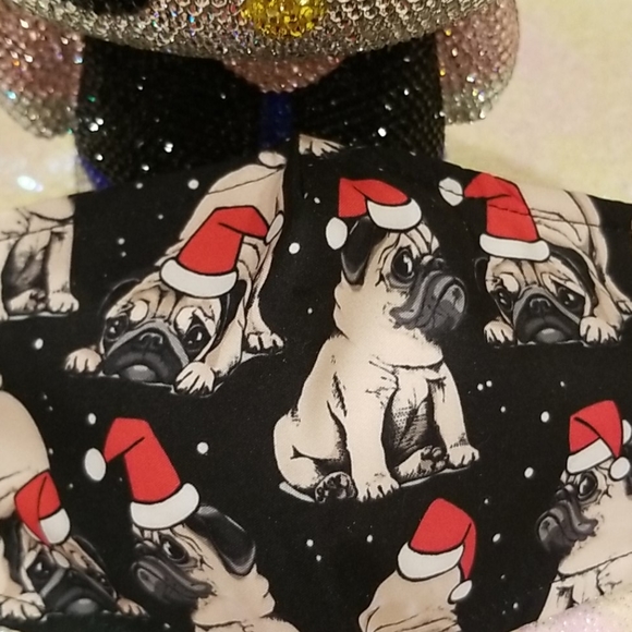 Pug Christmas Santa Hat Face Mask - Picture 2 of 8